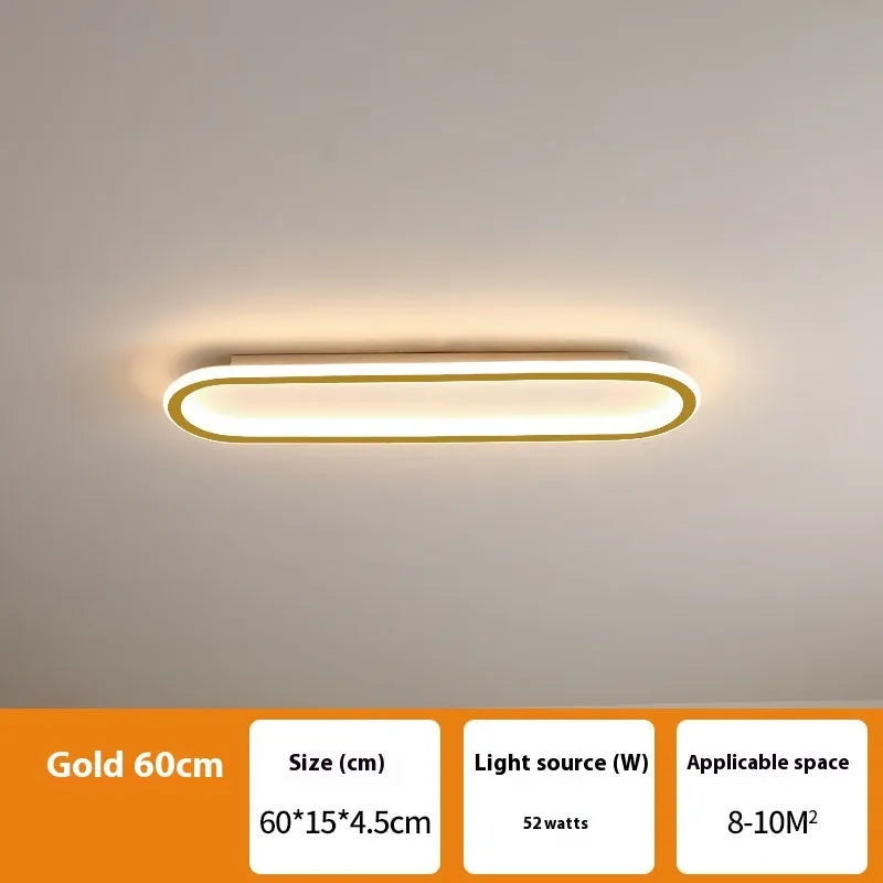 Minimalist aluminium strip ceiling lamp in black finish, shown mounted on a white ceiling.