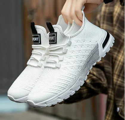Men's solid colour casual shoes with mesh upper in six neutral colour options