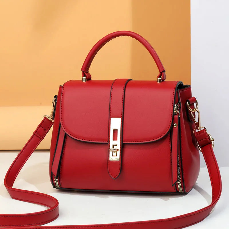 Women's soft PU leather shoulder bag in square vertical shape with single strap