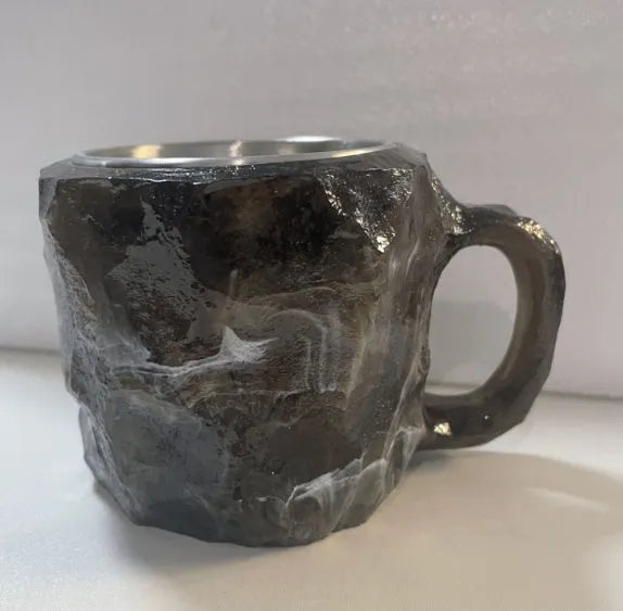 400ml resin coffee mug with mineral crystal design and handle in multiple colour options