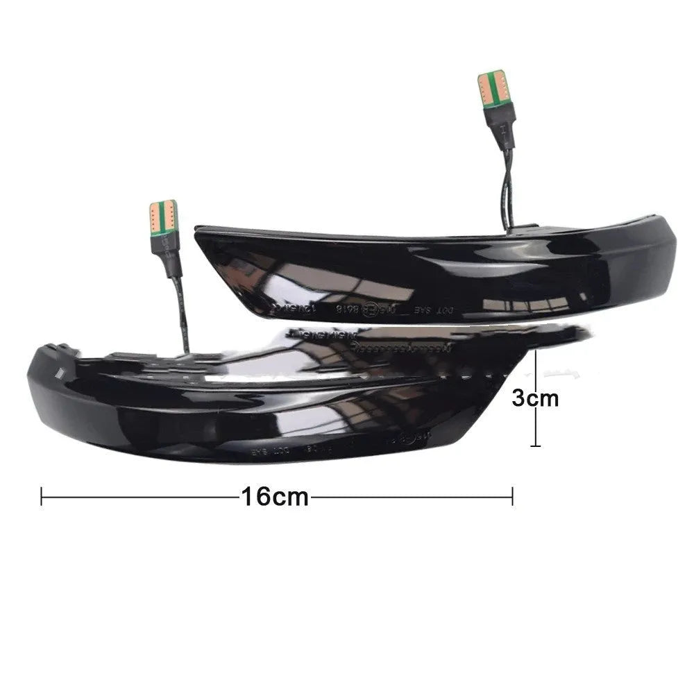 Pair of blue and yellow LED waterfall lights for Ford Focus and Mondeo rearview mirrors.