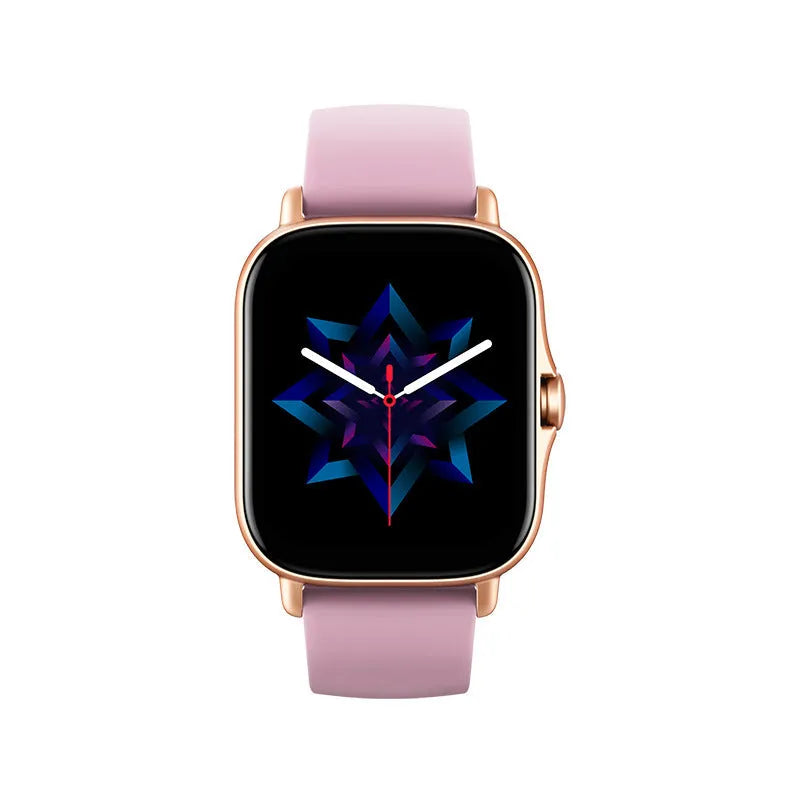 GT20 black smartwatch with alloy case and silicone strap on a wrist, displaying heart rate data.