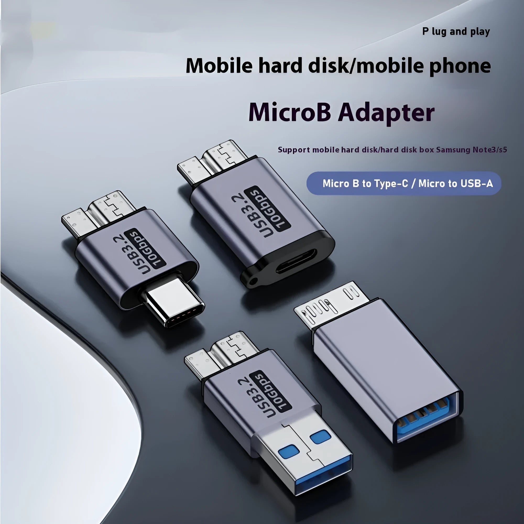 USB AM to Micro-B male-to-male adapter cable for hard drives and phones