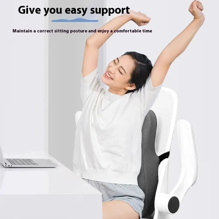 Office chair lumbar support pillow measuring 40x40x8cm in grey, navy blue, and pink colour options