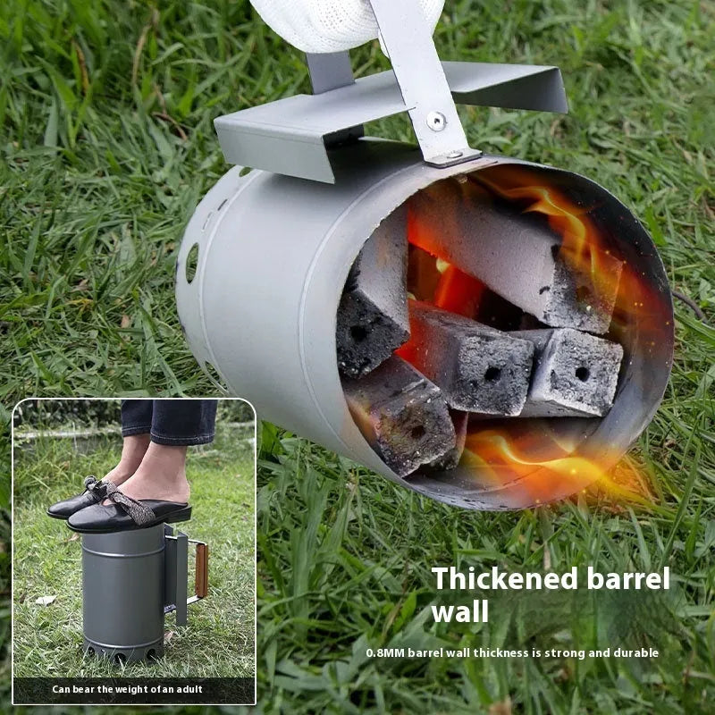 Zinc-iron alloy outdoor charcoal fire bucket igniter for barbecues
