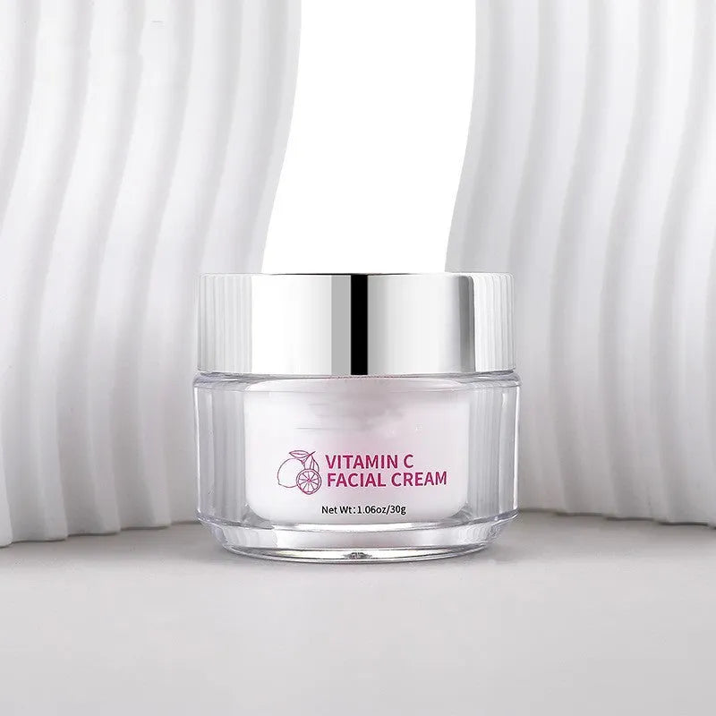 30g vitamin C face cream in a white 6cm wide by 5.2cm high jar.