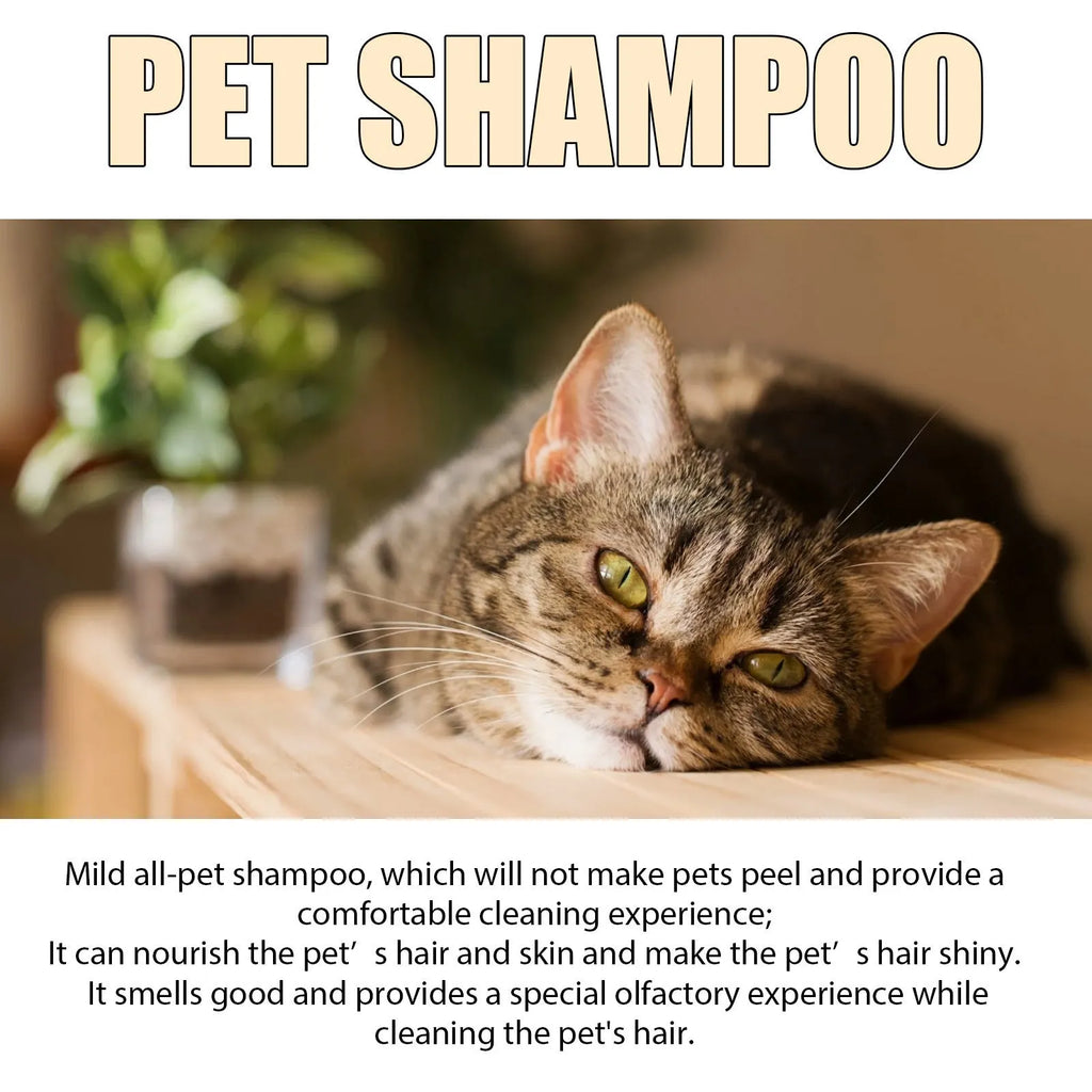 Pet shampoo bottle for dogs and cats in 100ml and 300ml sizes