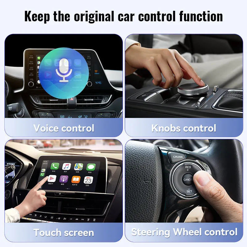 Black Mini 2-in-1 CarPlay Wireless USB Interface Adapter for vehicle connectivity
