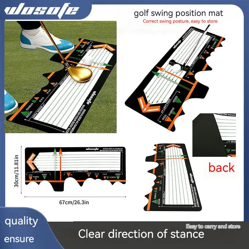 Black neoprene golf swing posture pad for stance alignment and training
