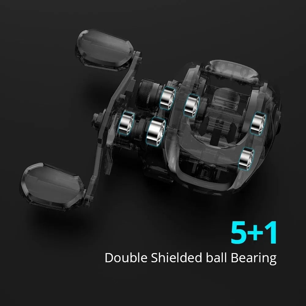 Fishing reel spinning mechanism showing left hand and right hand wheel options
