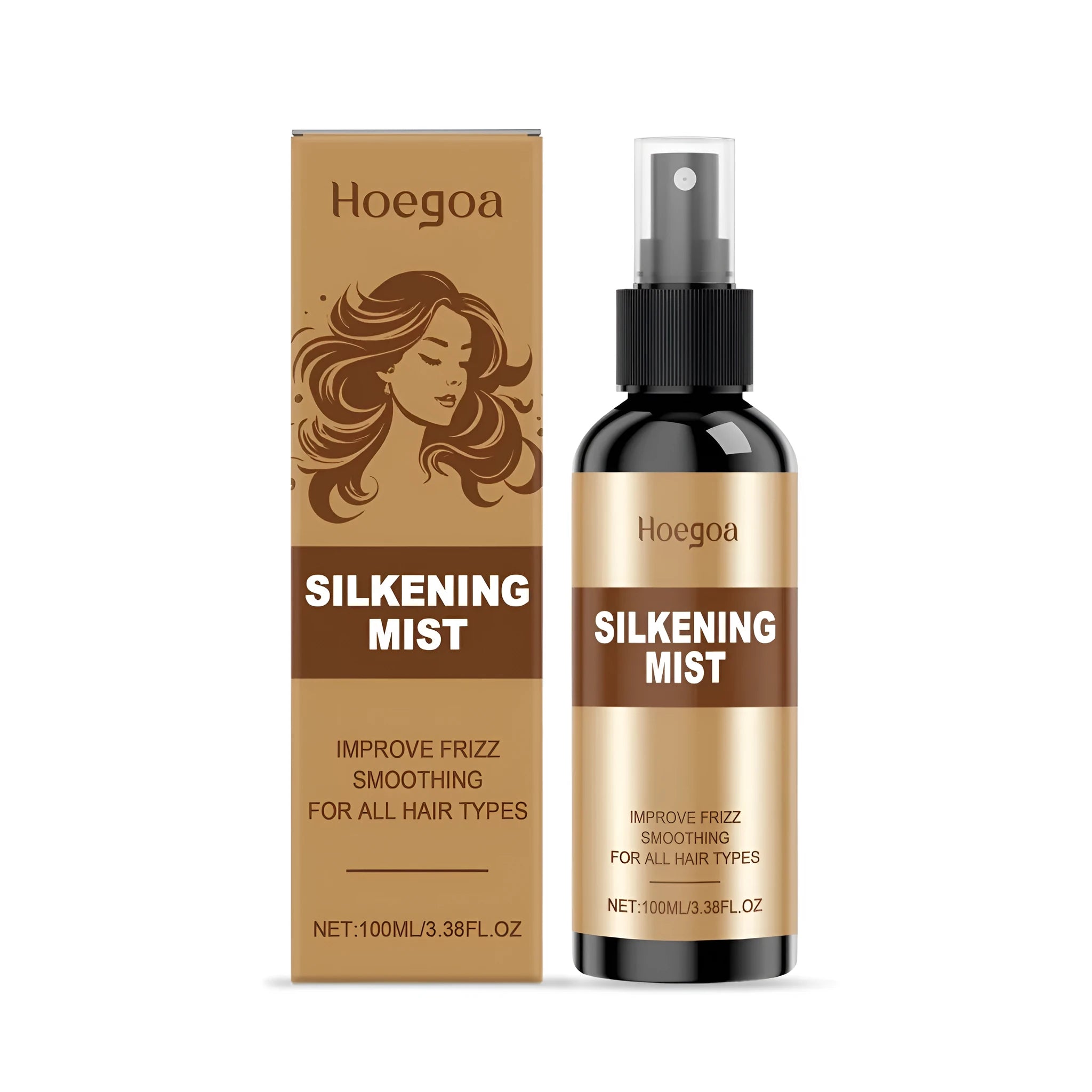 100ml bottle of hair care spray with ginger and rosemary extracts on a white background.