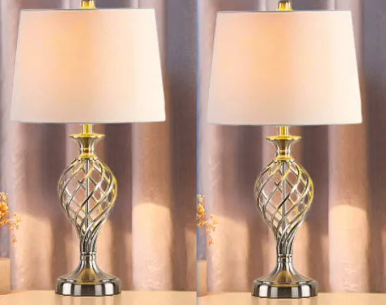 Touch control bedside table lamp with USB charging socket in European alloy design