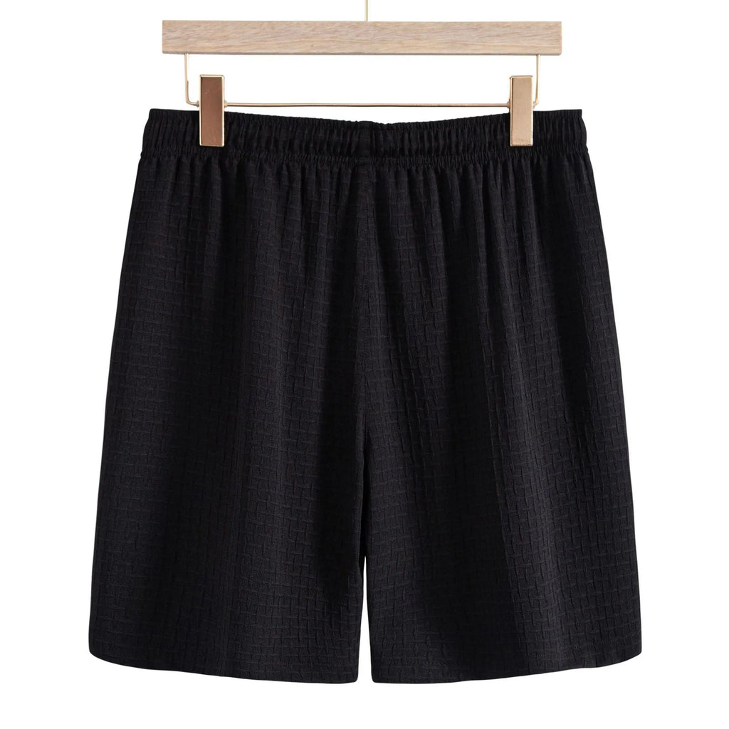 Men's white cotton blend short sleeve shirt and shorts casual summer suit set.