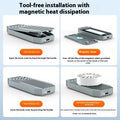 Silver aluminium Thunderbolt 4 external SSD enclosure for M.2 NVMe drives, showing compact size.