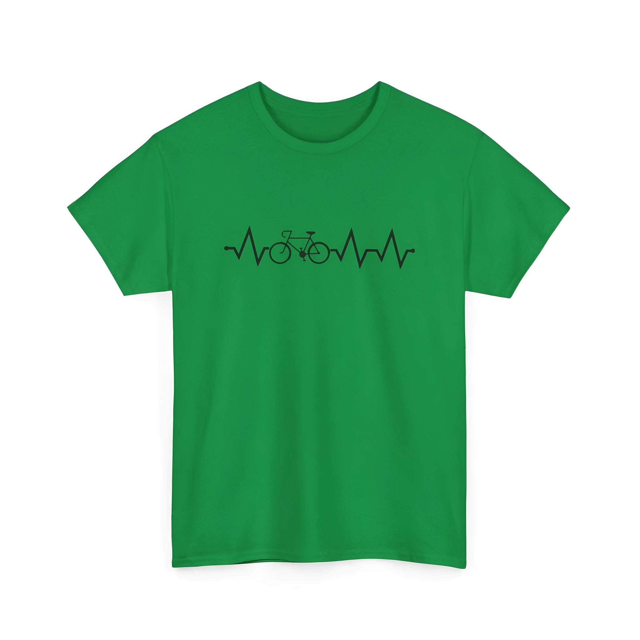 Green women's cotton t-shirt with a white niche letter print on the front, short sleeves