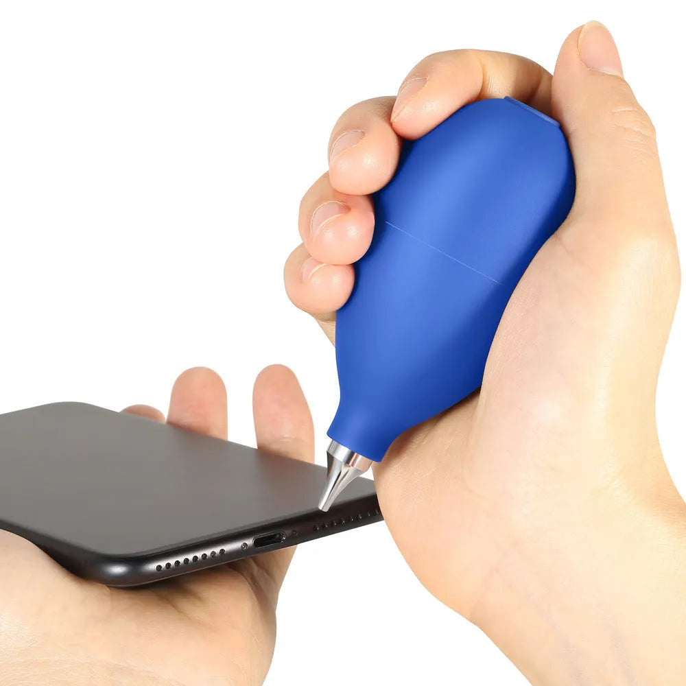 Blue rubber dust removal air blower cleaning tool for cameras and phones