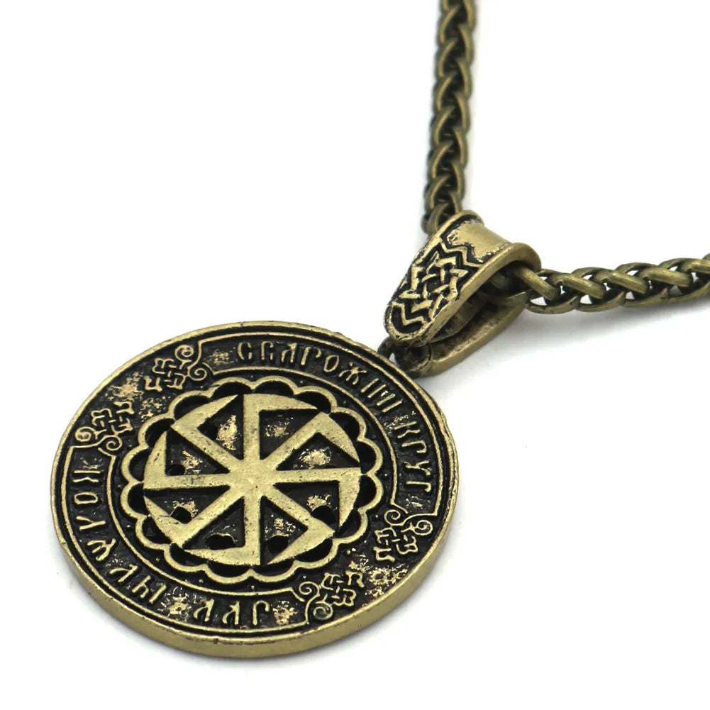 Lunavin ODing logo pendant necklace with adjustable chain and leather rope in antique silver colour