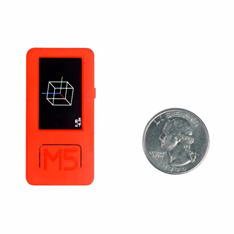 IoT development board with 1.14-inch colour LCD screen, Type-C port, and two buttons on PC case