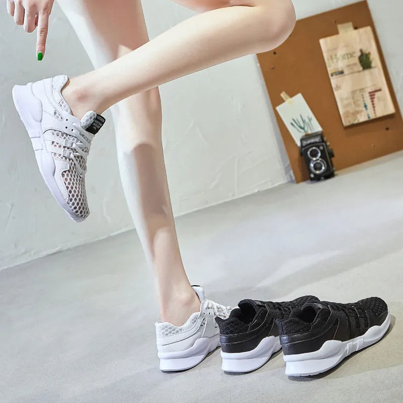 Breathable mesh sneaker with hollow out design and lightweight EVA sole in casual low-top style