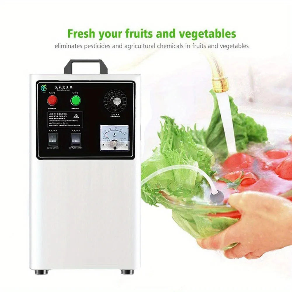 Commercial ozone generator machine for fruit and vegetable treatment with air-cooled system