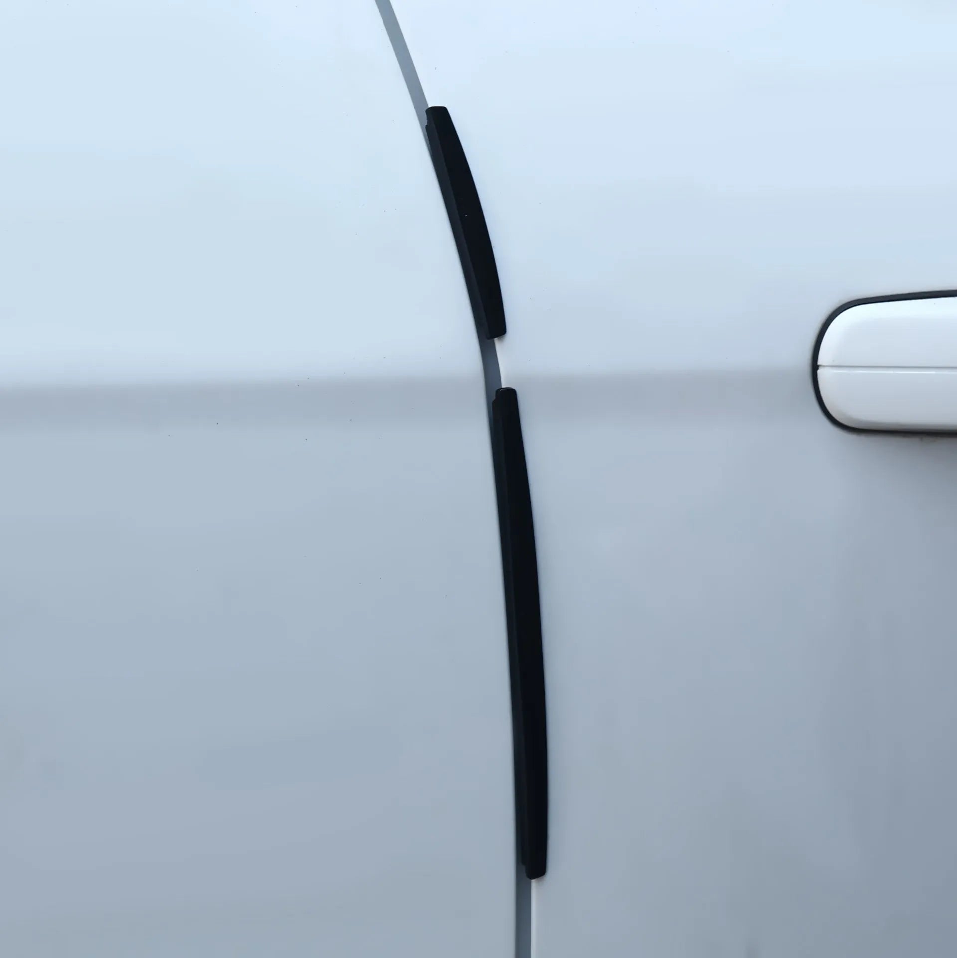 White plastic car door side bumper strip set for general vehicle door edge protection
