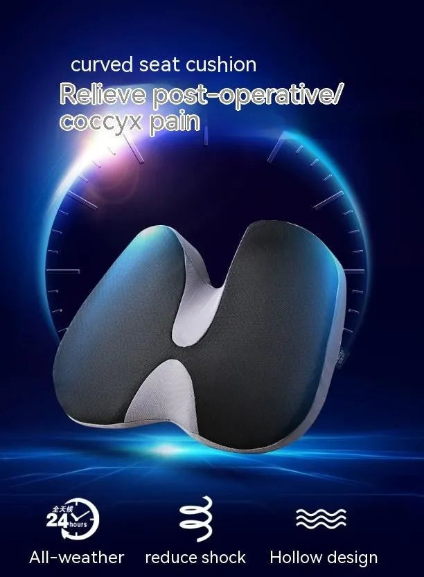 Curved bevel seat cushion with memory foam core for anal and tailbone support in multiple colour options