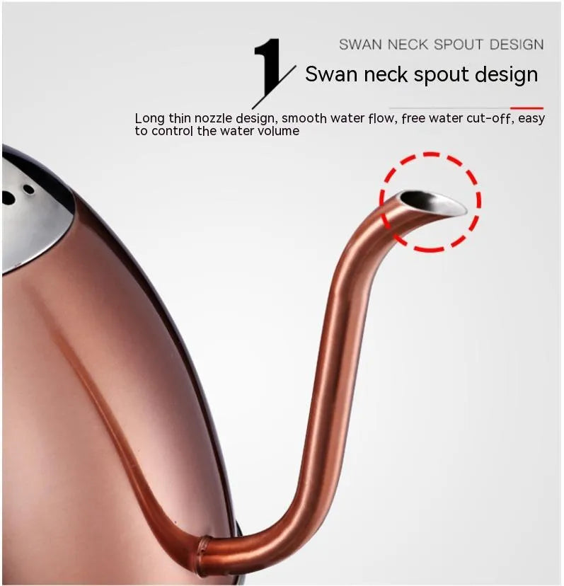 Full-automatic stainless steel kettle in gold colour with touch controls and 1 litre capacity.