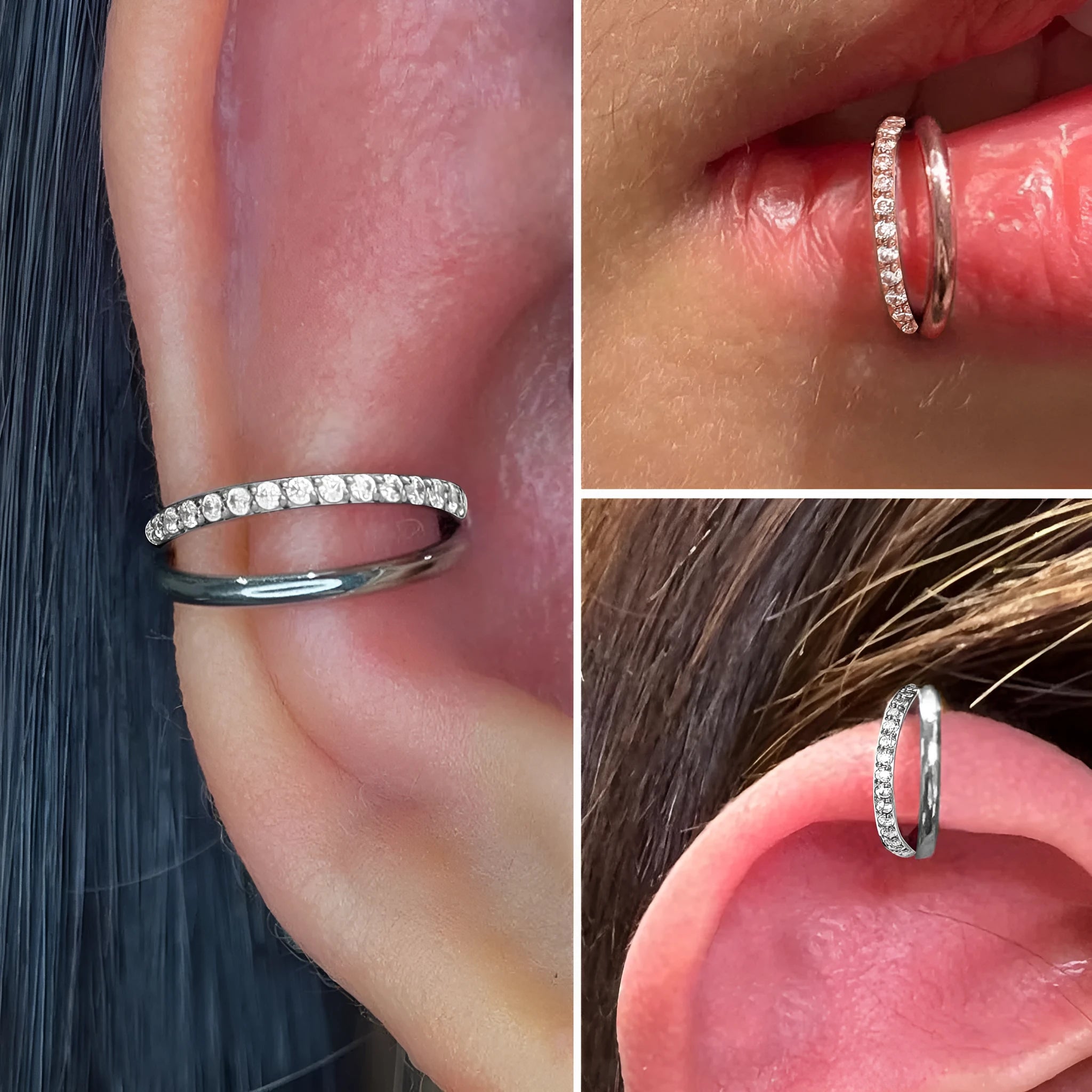 Titanium alloy fork nose ring body jewellery in silver, gold, black, rose gold, and colourful finishes