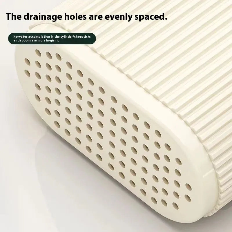 Plastic wall mounted chopstick basket with drainage tube design in beige colour