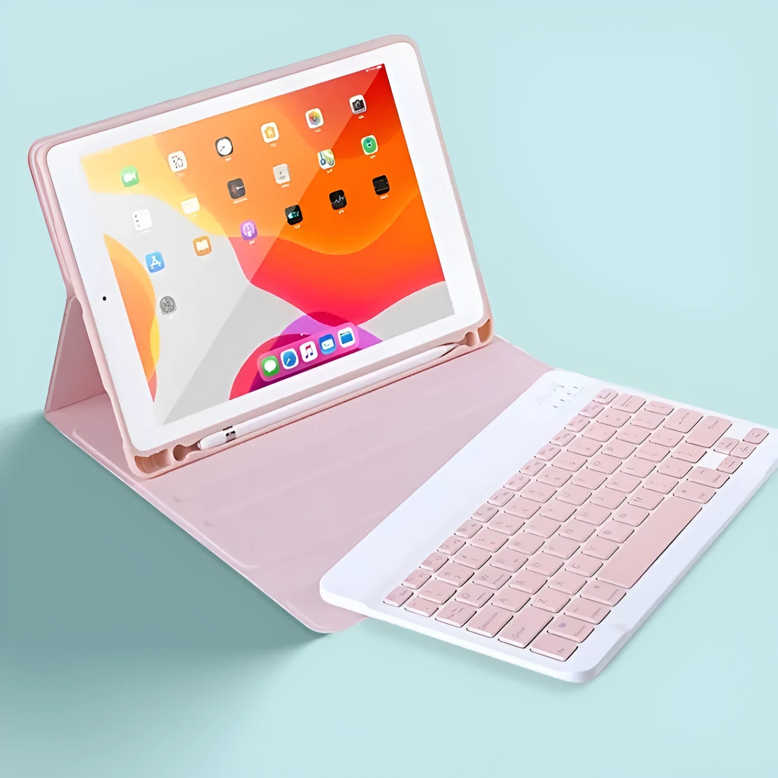 Magnetic keyboard protective case for tablet with foldable stand and shockproof TPU construction