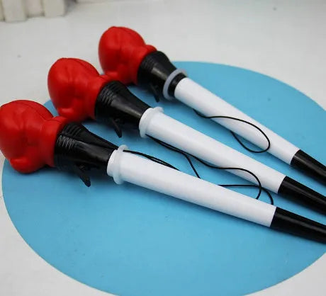 Pressure relief boxing press ejection pen with 0.7mm bullet tip, black refill, plug-in sleeve design