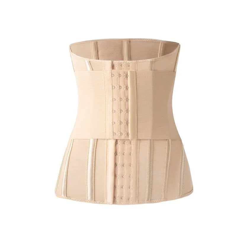 Standard thickness nylon belly band waist training belt in black or apricot colour with belt tie fastening