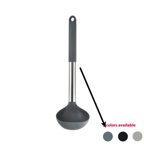 12-piece silicone kitchen utensil set with storage bucket in black, including ladle, spatula, claw tools and egg beater
