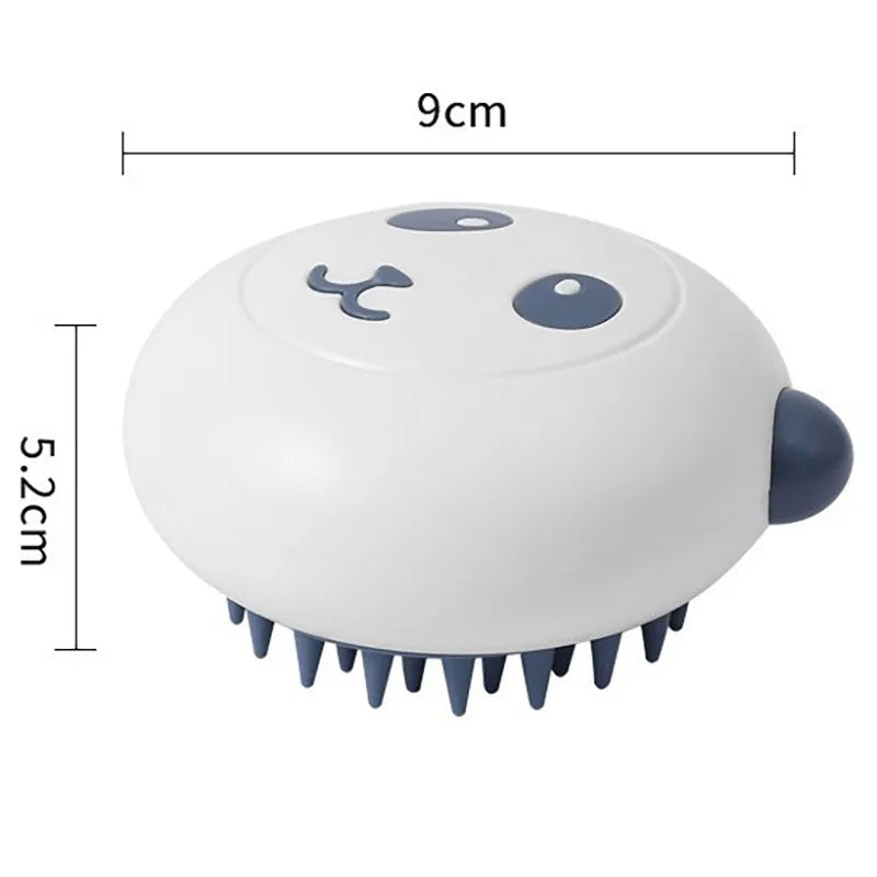 Panda-shaped silicone pet bath brush with soft bristles for cleaning cats and dogs
