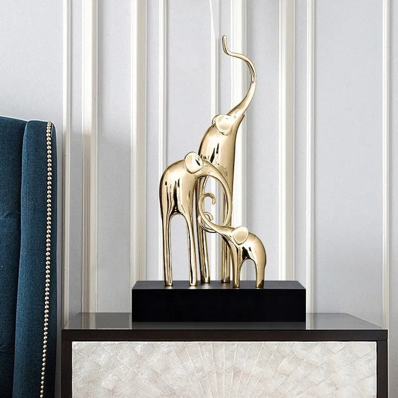 Resin fortune elephant decorative craft ornament in bright gold, rose gold, silver, or retro colour finish.