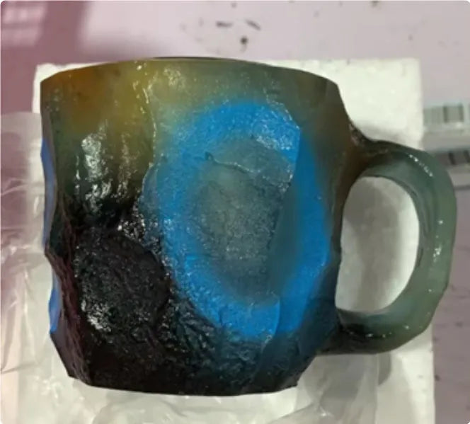400ml resin coffee mug with mineral crystal design and handle in multiple colour options