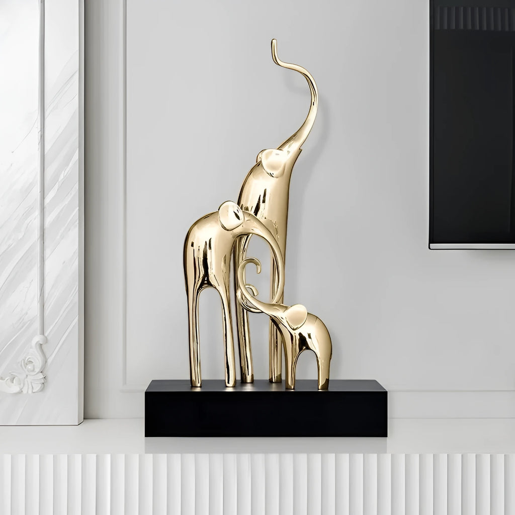 Resin fortune elephant decorative craft ornament in bright gold, rose gold, silver, or retro colour finish.