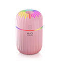 Compact white USB humidifier with 300ml water tank on desk with measuring tape showing 75mm dimensions
