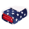 American style striped polyester fleece blanket shown in autumn colours, available in three sizes.