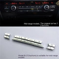 Automotive air conditioning button panel replacement parts showing silver buttons in multiple fitting sizes