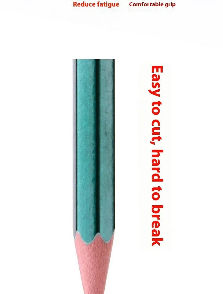Green hexagonal wooden pencils showing HB and 2B markings with standard pencil length