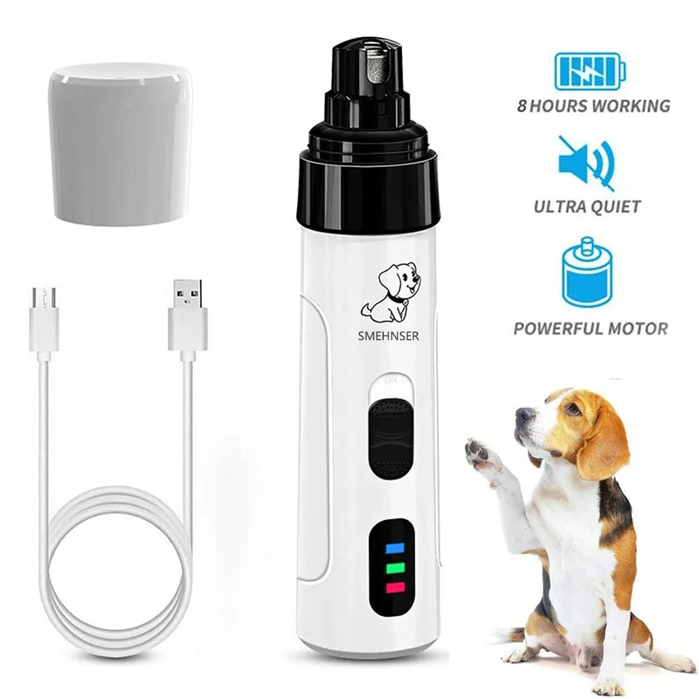 3-speed LED electric nail trimmer for dogs with dust collection system.
