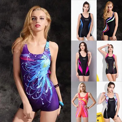 Professional women's one-piece swimsuit in quick-drying polyester with conservative sleeveless design