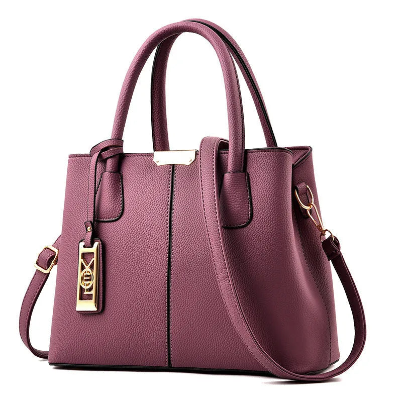 Women's large capacity PU shoulder bag with leather strap in horizontal square shape
