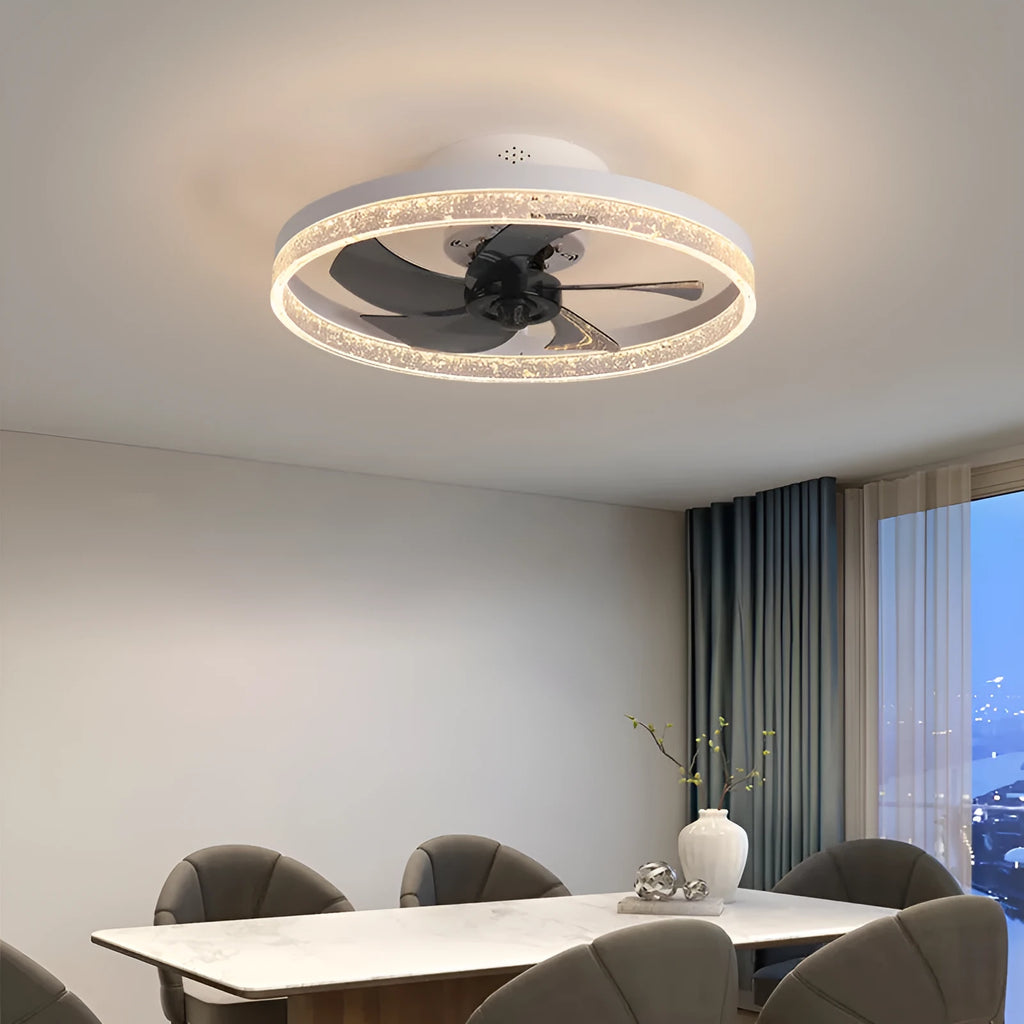 Nordic-style ceiling fan lamp with remote control, LED lighting, and 50cm diameter in coffee gold colour