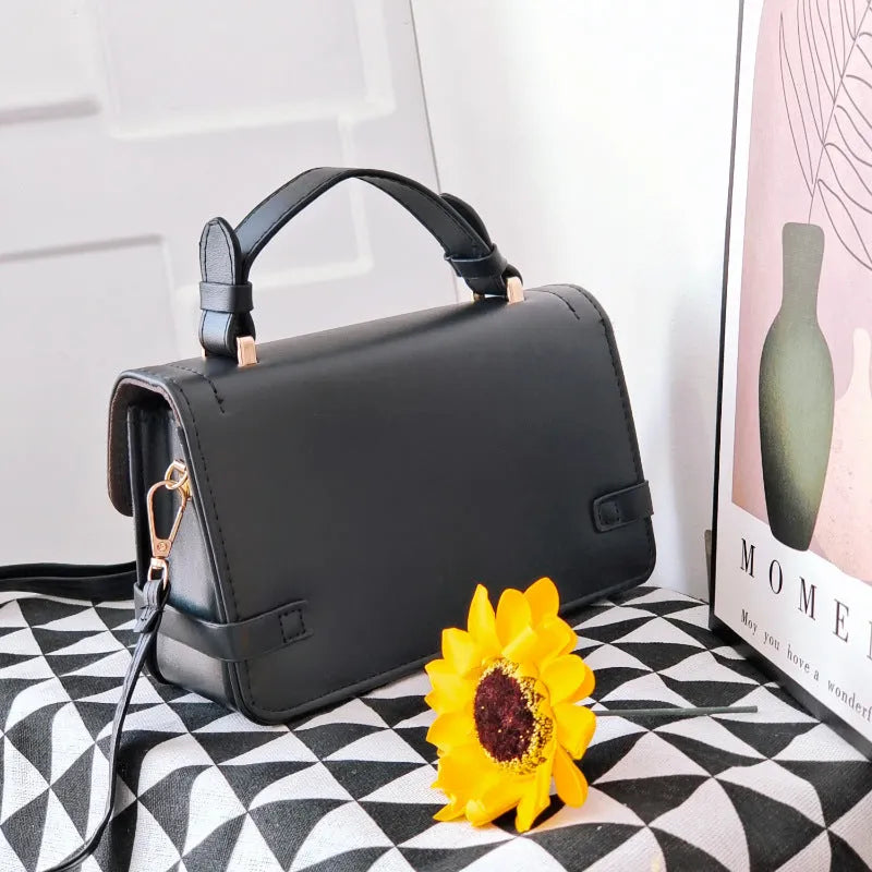 Retro ethnic crossbody bag with small square pattern and floral stitching in PU material