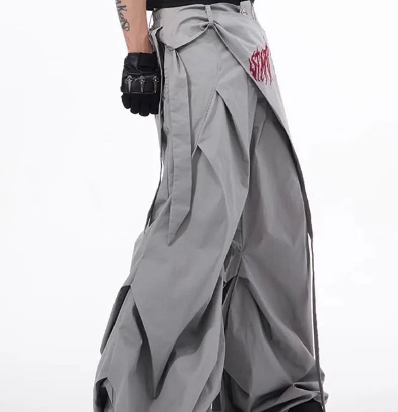 Boys wide-leg function pants in refined Korean style, black and grey solid colour options