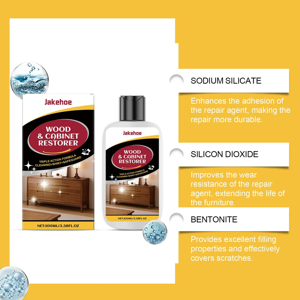 Wooden furniture scratch care agent kit with 100ml bottle and 20x20cm microfiber application towel