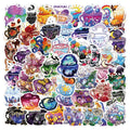 Pack of colourful tea cup graffiti design waterproof stickers for DIY scooter and luggage personalisation.