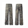 Men's straight-cut denim jeans with digital camouflage pattern in picture colour with mid-waist design
